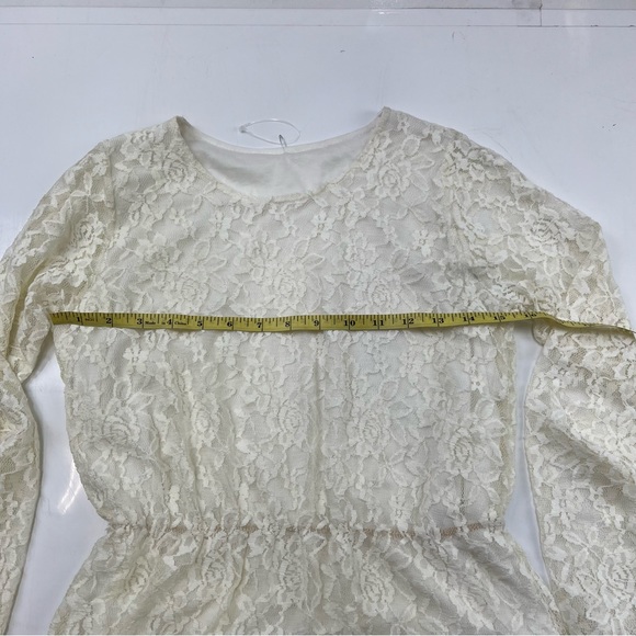 women’s vintage 80s 90s lace beige white dress S L76-15 - Picture 5 of 5
